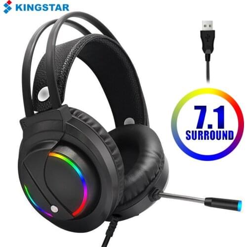 KINGSTAR Gaming Headphones 7.1 Virtual Wired Headset 4D Stereo RGB Light Gamer Earphones with Microphone for Xbox PS4 Computer