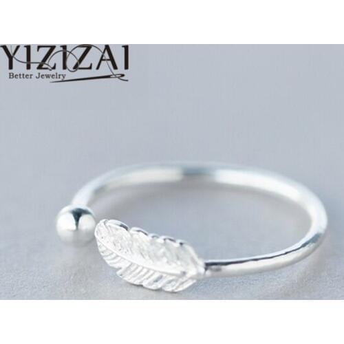 YIZIZAI Trendy Leaf Silver Plated Ring Fashion Women Lovely Rings for Girls Silver platingr Cute Plant Jewelry Femme Wholesale