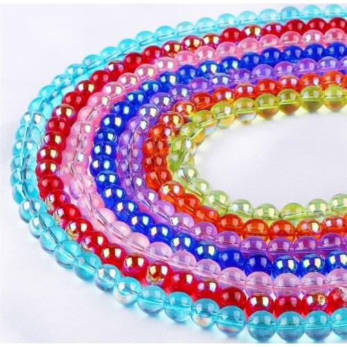 30-100Pcs/lot 4 6 8mm Round Crystal Glass Beads Shiny AB Color for Earring Necklace Bracelet DIY Jewerlry Making Accessories