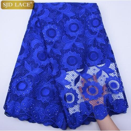 SJD LACE Green African Cord Lace Fabric Top Quality With Stones Eyelet Water Soluble Nigerian Guipure Cord Lace For WeddingA1796