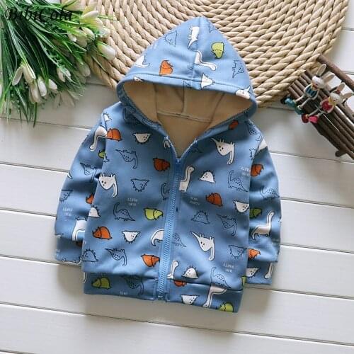 Cartoon Print Outerwear Baby Boy Childlike Fashion Clothing Boys Girls Fashion Thick Warm Jacket Baby Hooded Warm Outwear