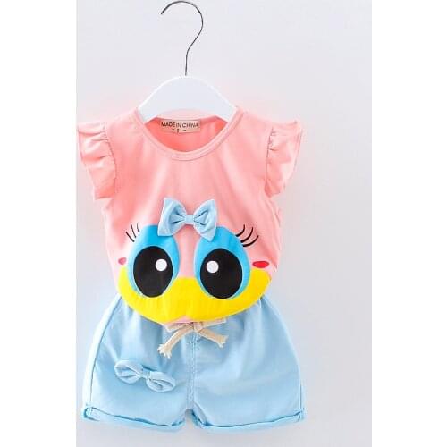 Toddler Baby Girl Summer Clothes Set 2 Piece Set 1-4T Baby Kids Cartoon Clothes Vest Top + Shorts Tracksuit Outfits