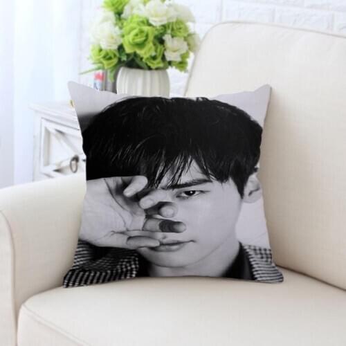 Lee Jong Suk Printed silk Pillowcases Square Zippered Home Decorative Pillow Cover Wedding Custom Gift For Two Sides