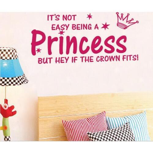 Hot sale on ebay Its Not Easy Being A Princess Crown Girls Bedroom Wall Sticker kids Vinyl Decal,free shipping q0019