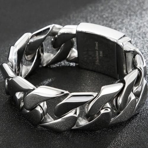 Massive Mens Bracelet Boys Heavy Titanium Steel Curb Cuban Chain Bangle Man Wrist Bracelets On Hand Jewellery Accessories Drop