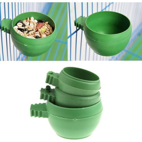 Parrot Mini Food Water Bowl Feeder Plastic Birds Pigeons Cage Sand Cup Feeding
