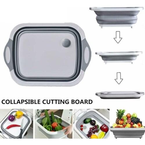 Multifunctional folding cutting board Draining vegetable washing basin Outdoor convenient plastic sink cutting board