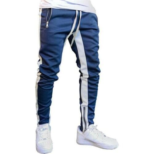 Mens Athletic Gym Training Slim Fit Jogger Jogging Long Track Pants Sweatpants with Zipper Pockets