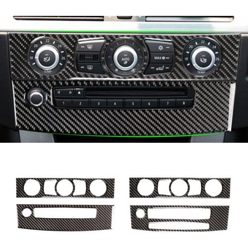 For BMW 5 series E60 2004 2005 2006 2007 2008 2009 2010 Carbon Fiber Air conditioning CD Control Panel Cover Stickers Trim