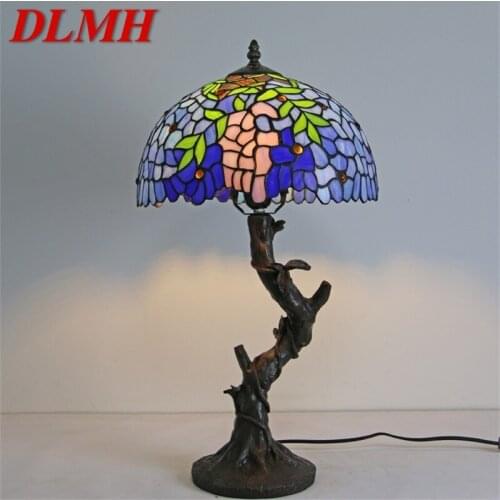 DLMH Tiffany Table Lamp Modern Creative Decorative Pattern Figure LED Light For Home Bedroom