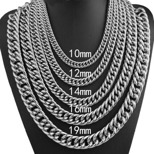 Biker Heavy Stainless Steel Charming Silver Color Cuban Curb Link Chain Mens Womens Necklace/Bracelet Unisexs Jewelry 7-40