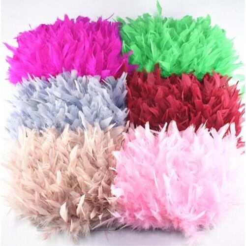 Wholesale 10 Meters/Lot Fluffy Turkey Feathers Trim Ribbon 4-6" Feather for Crafts Trimming Strip Skirt Carnival Costumes Plumes