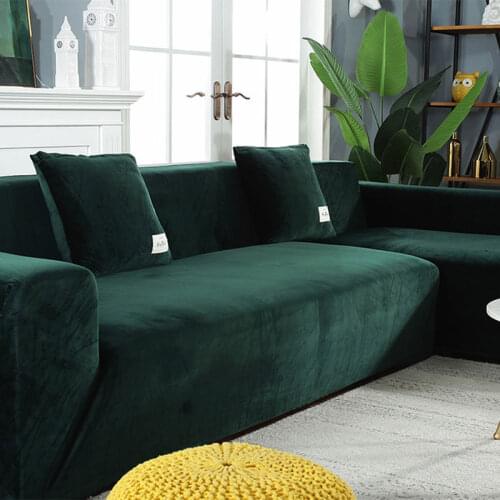 Plush L Shaped Sectional Sofa Covers for Living Room Velvet Elastic Furniture Couch Slipcover Set Spandex Slipcover Couch Cover
