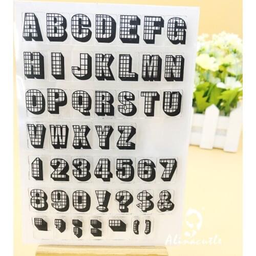 CLEAR STAMPS Shadow Alphabet Number Scrapbooking Card Album Paper Craft Rubber Roller Transparent Silicon Stamps AlinaCraft