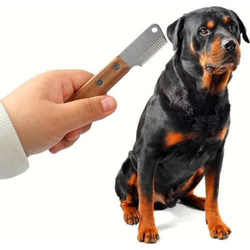 Grooming Dog Comb Pet Hair Remover Stainless Steel Professional Wooden Handle Peeling Knife Pluck Excess Undercoat Accessories