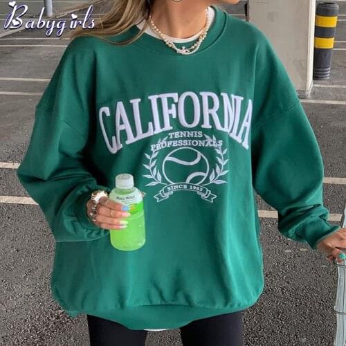 Thin Letters Printed Crew-neck Sweatshirts Women 2021 New Fall Long Sleeved Hoodies Women Spring Fashion Casual Pullovers