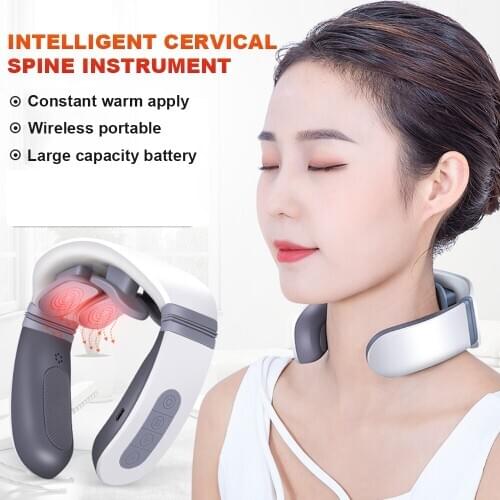 4D Smart Electric Neck Massager Far Infrared Heating Pain Relief Health Care Relaxation Cervical Vertebra Physiotherapy Massger