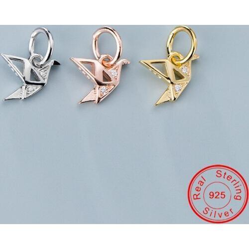 UQBing Wholesale Silver/ Gold /Rose Gold Crystal Rhinestone Thousand Paper Crane Charms Jewelry Findings
