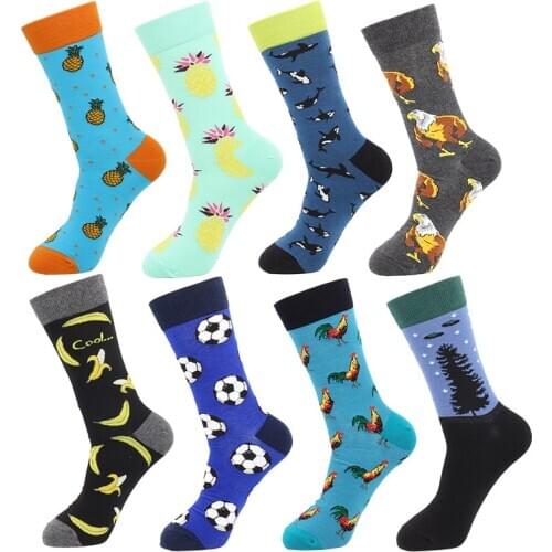 High Quality Harajuku Kawaii Cotton Women&mens Socks Cute Banana Pineapple dolphin Animal Printed Happy Funny Socks