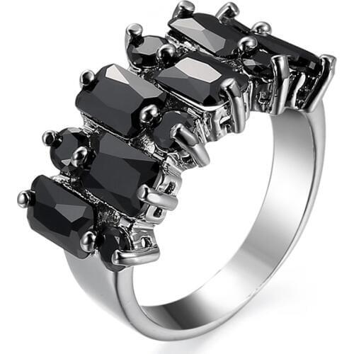 Charms Rings For Women AAAAA Crystal Hot sale Elegant Stainless Steel Rings With Black/Clear CZ Crystals Wedding Rings Jewelry