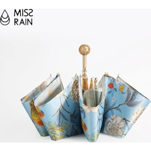 MissRain Gold Ball Handle Luxury Umbrella Women Creative Uv Protection Pocket Folding Rain Womens Umbrellas Beautiful Compact