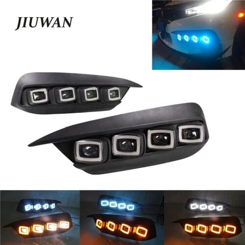 Fit For Honda Civic 2016-2018 1 Pair Car LED Daytime Running Lights Night Driving Blue Lamp White Yellow Turning Singal Lamps