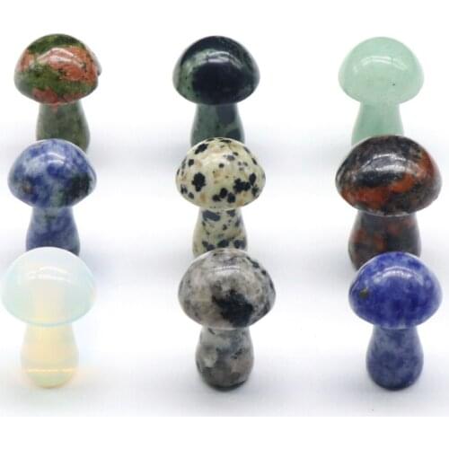 1pc 28mm Mushroom Natural Stones Sculpture Seaworld Aquarium Decoration Healing Crystal Reiki Trinket Gift Room Ornament Statue