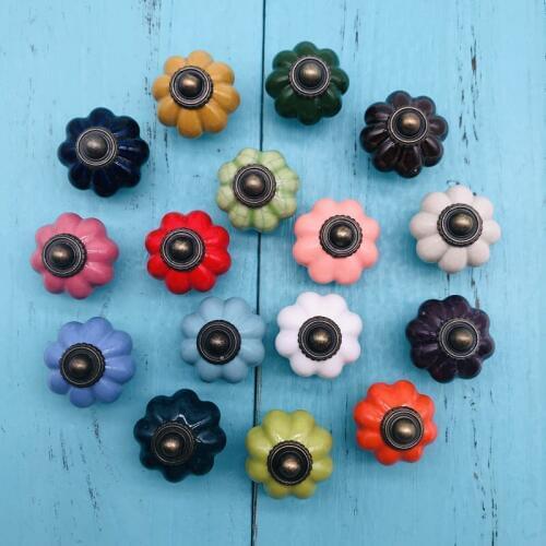 1pc Ceramic Door Drawer Handles Multi-color Pumpkins Knobs Europe Ceramic Cabinet Cupboard Handles pull Drawer Dresser Knobs
