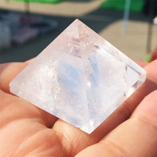 1pcs Natural white crystal polished crystal 30mm pyramid stone chakra stone healing halo pendant free