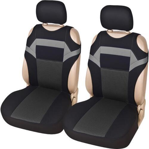 2Pcs Car Seat Covers T Shirt Design Breathable Front Seat Covers For Car Truck Van Interior Accessories Gray Color
