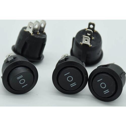 5Pcs ON/OFF/ON 3 Position 3Pin SPDT Round Boat Rocker Switch 6A/250V 10A/125V AC hopping