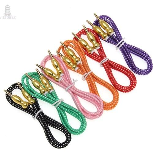 500pcs/lot 2018 NEW HOT SALE Braided Metal Gourd Head AUX Car Audio Cable 3.5mm Car Audio Male to Male Audio Cable for headphone