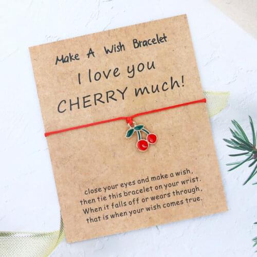 I Love You Cherry Much Bracelet Cute Cherry Charm Make A Wish Bracelet Lovely Jewelry for Women Men Friendship Birthday Gift