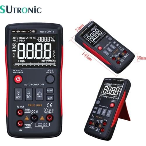 RM409B True-RMS Digital Multimeter 9999 Counts Analog Bar Graph Voltage Ammeter Ohm Auto range Frequency Duty Cycle Tempture