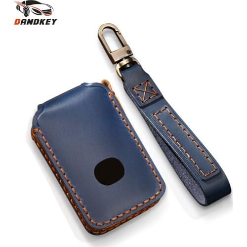 Dandkey 2/3 Buttons Auto Remote Smart Key Cover Genuine Leather Car Key Case For Mazda X-5 Summit Axela Atenza M3 M6