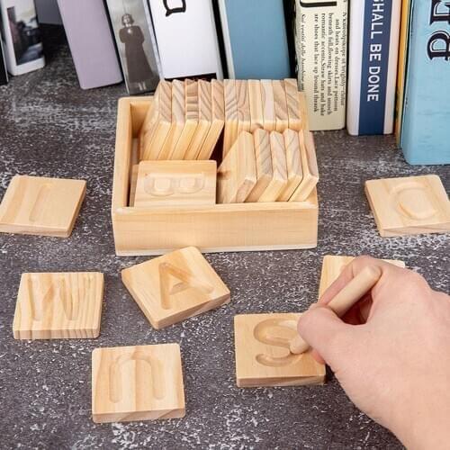 Children Montessori Early Educational Toys for Boys Girls Double-sided Wooden Grooved Calligraphy Board Games