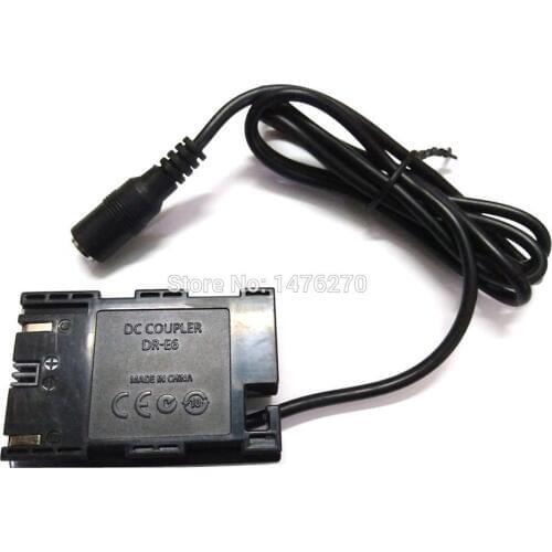 DR-E6 Full decoded DC Coupler LP-E6 dummy battery fits power adapter for Canon EOS 5D4 5D3 5D2 60D 7D 6D 60Da 70D 80D 5DS 5DSR