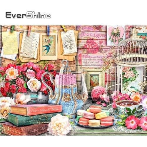 Evershine Diamond Painting Flower Diamond Embroidery Book Full Square Round Cross Stitch Landscape Mosaic Rhinestone Wall Art