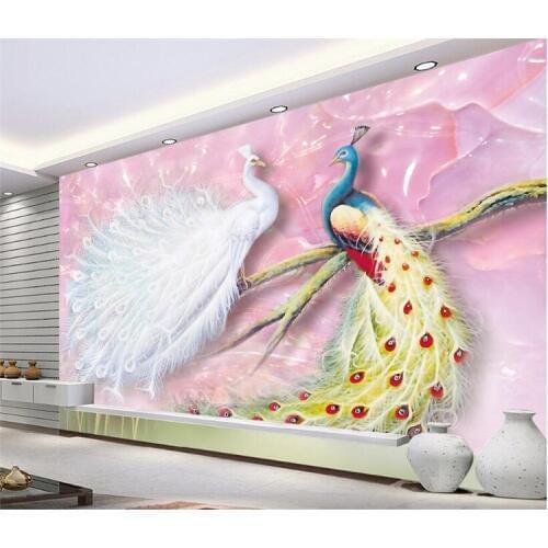 Custom Photo 3D murals natural scenery wallpaper landscape jade jade peacock bedding room 3D wallpaper tv background