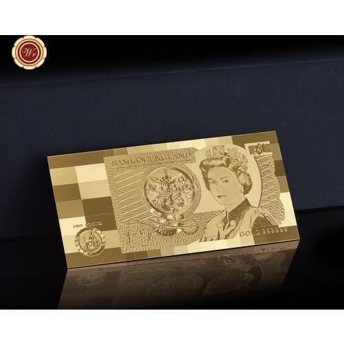 1970s Old Edition UK QEII 1 Pound Note 24k Gold Foil Banknote Collection Tourism Souvenirs