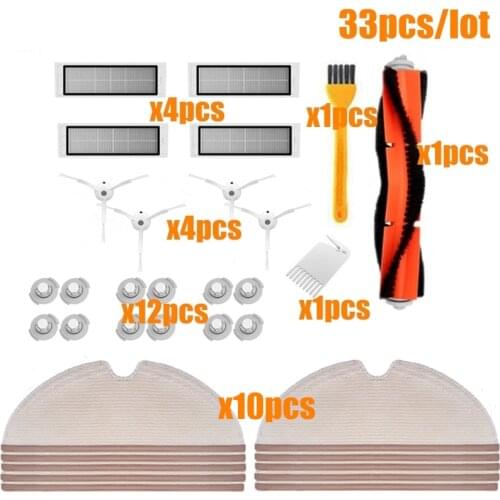 For xiaomi roborock s50 S5 accessories xiaomi robot vacuum Cleaner Spare Parts kits main brush+filter+side brush+mop cloth