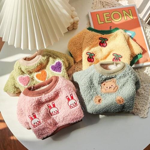 Short Hoodie Dog Clothes Coat for Dogs Clothing Pet Outfits Velvet Small Warm Cartoon Cute Winter Yorkies Blue Boy Mascotas