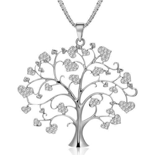 Creative Personality Life Tree Pendant Necklace Euramerican Style Simple Heart Love Chain Necklace For Female Friend Best Gift