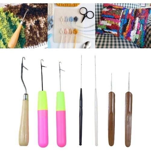 7x Dreadlocks Crochet Hook Hair Locking Tool for Braid Hair,Latch Hook Crochet Needle Kit for Adults Beginners DIY Sewing Crafts