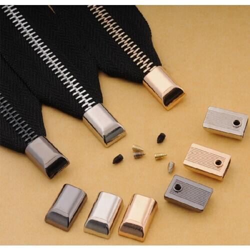 10pcs metal zipper stopper zipper tail clip stop tail plug head with screw diy leather bag hardware zipper tail clip
