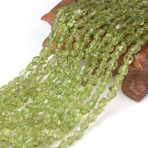 Natural Peridot Gravel Gemstone Loose Stone 4-6mm For Necklace Bracelet DIY Jewelry Making 15inch Strand