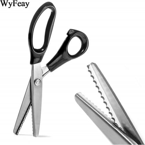 23.5cm Pinking Shears Handled Professional Stainless Steel Dressmaking Sewing Craft Scissors Zig Zag Fabric Decorative Edge Tool