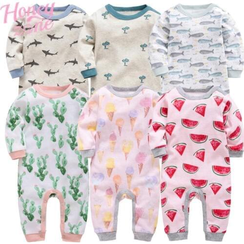Honeyzone Baby Girl Clothes Cotton High Quality Full Sleeve Baby Boys Rompers Infant ropa bebe Cartoon Print Overalls Jumpsuit