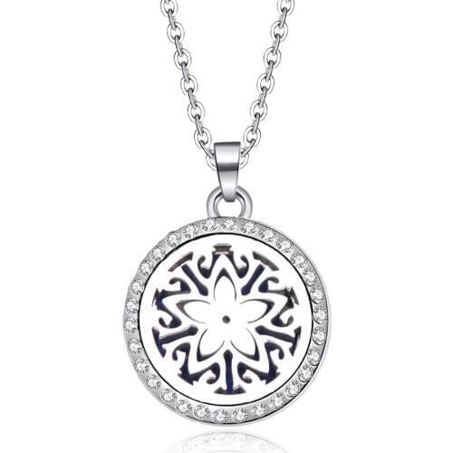 Pentagram Pattern Necklace Magnetic Stainless Steel Aromatherapy Essential Oil Diffuser Necklace Perfume Locket Pendant Gift