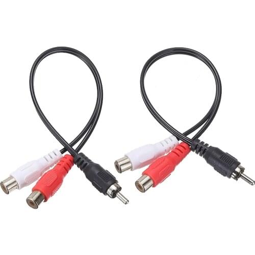 2pcs Newest 6 inch RCA Male to 2 RCA Female Audio Speaker Adapter Professional 3.5mm Jacks RCA Y Splitter Extension Cord Cable